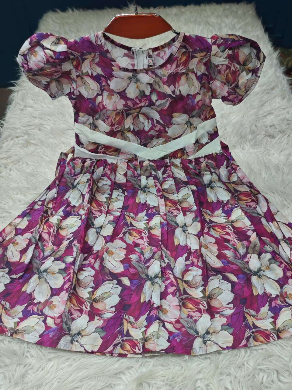 Purple Printed Baby Dress