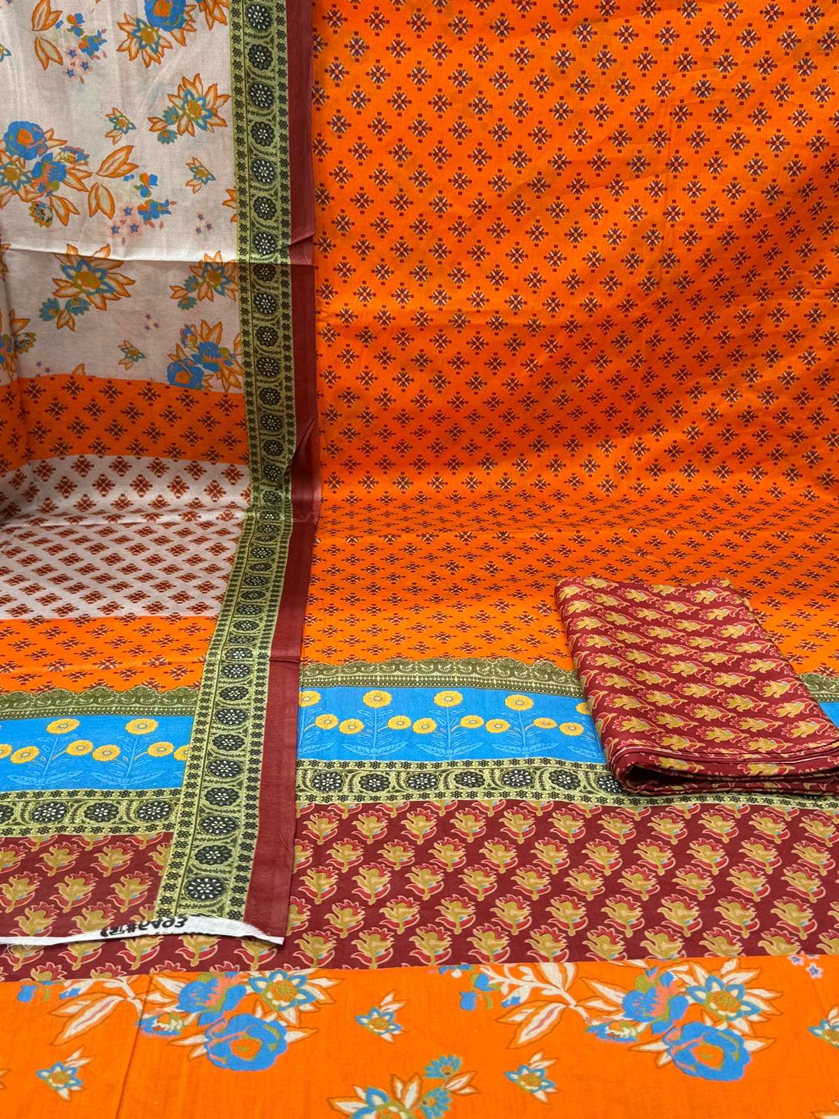 Bin Hamid Step Cotton Orange Dress - 1050