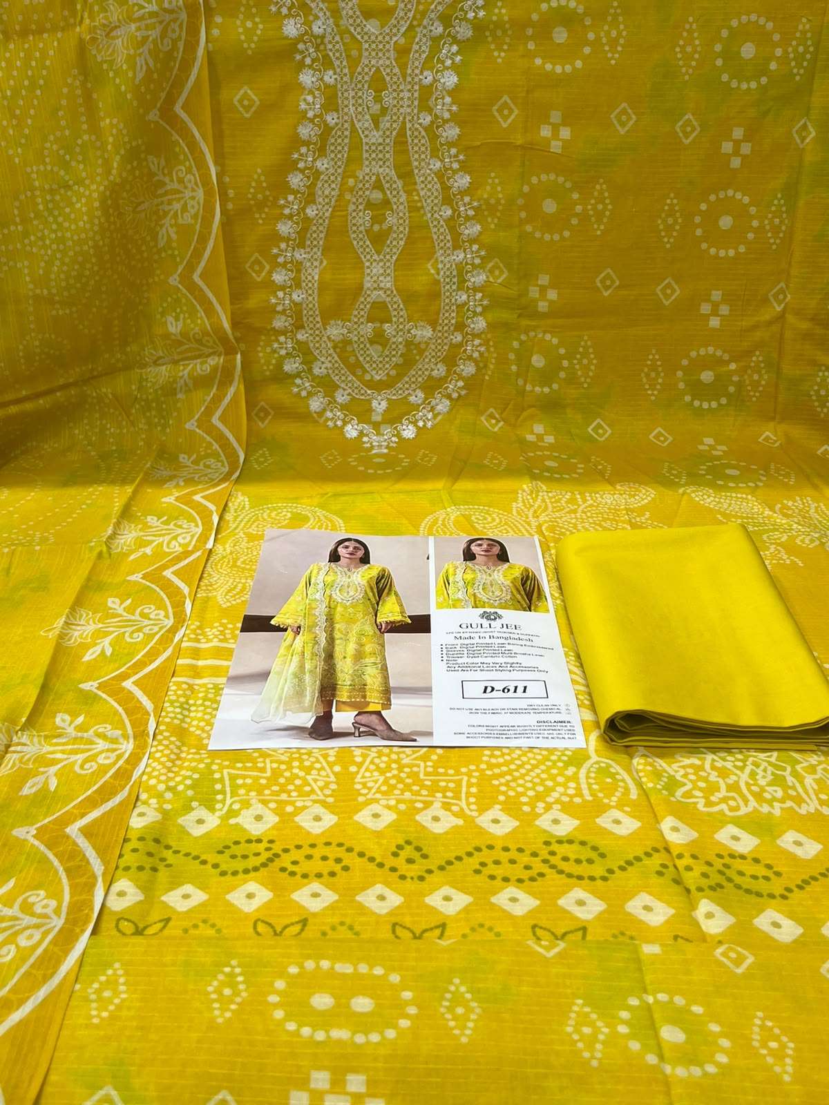 Guljee Blooming Bright Yellow Suit - 1300