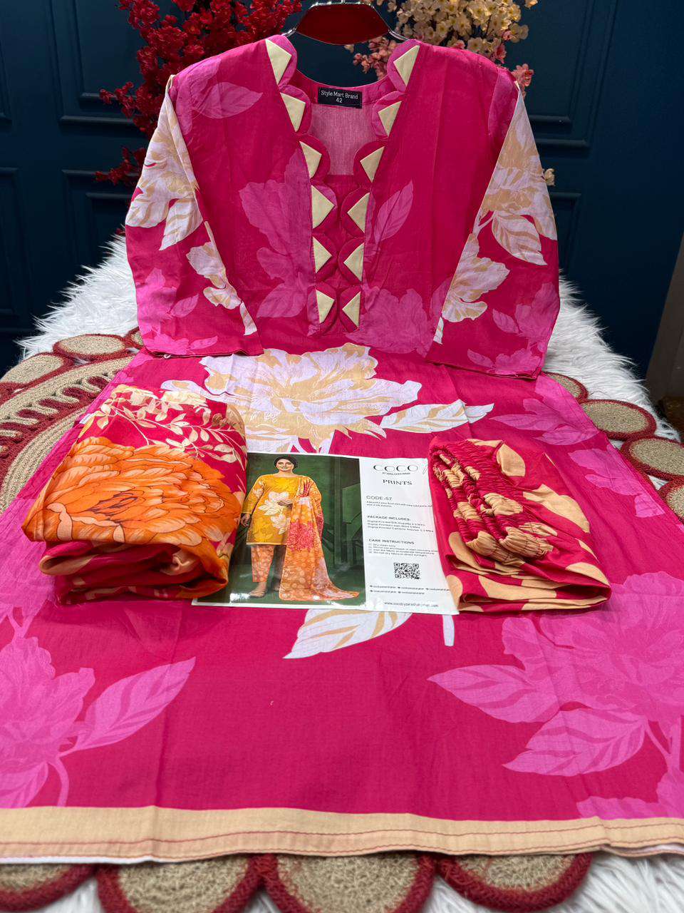 Trendy Everyday Stitched Lace COCO Outfit Pink Shade - 1250