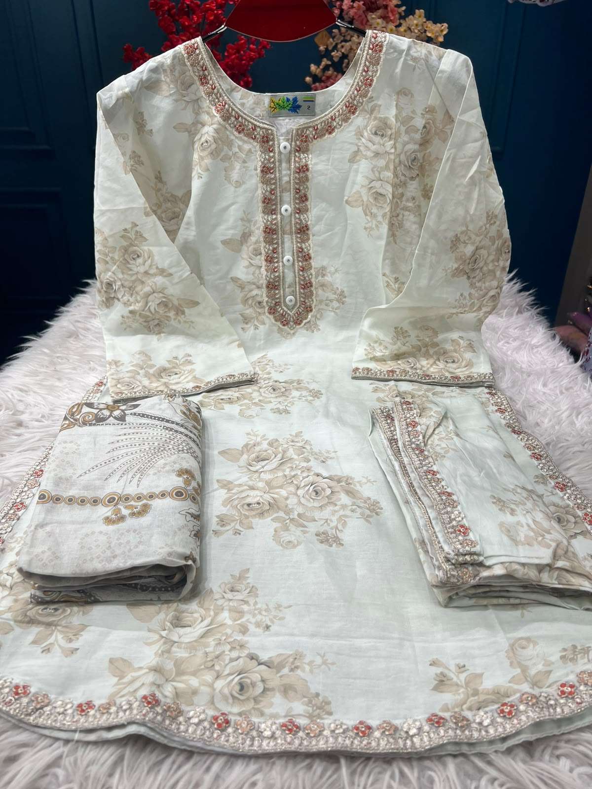 Farshi Cut OFF White Dress - 1100