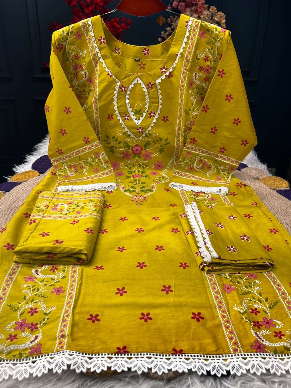 Cotton Silk Yellow Dress - 1050