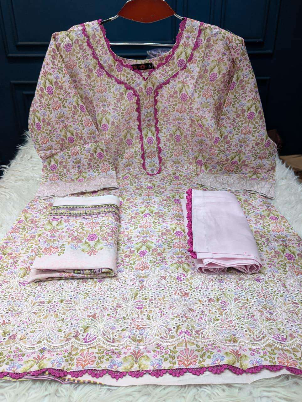 Classic Print Pink Step Salwar Kameez - 999