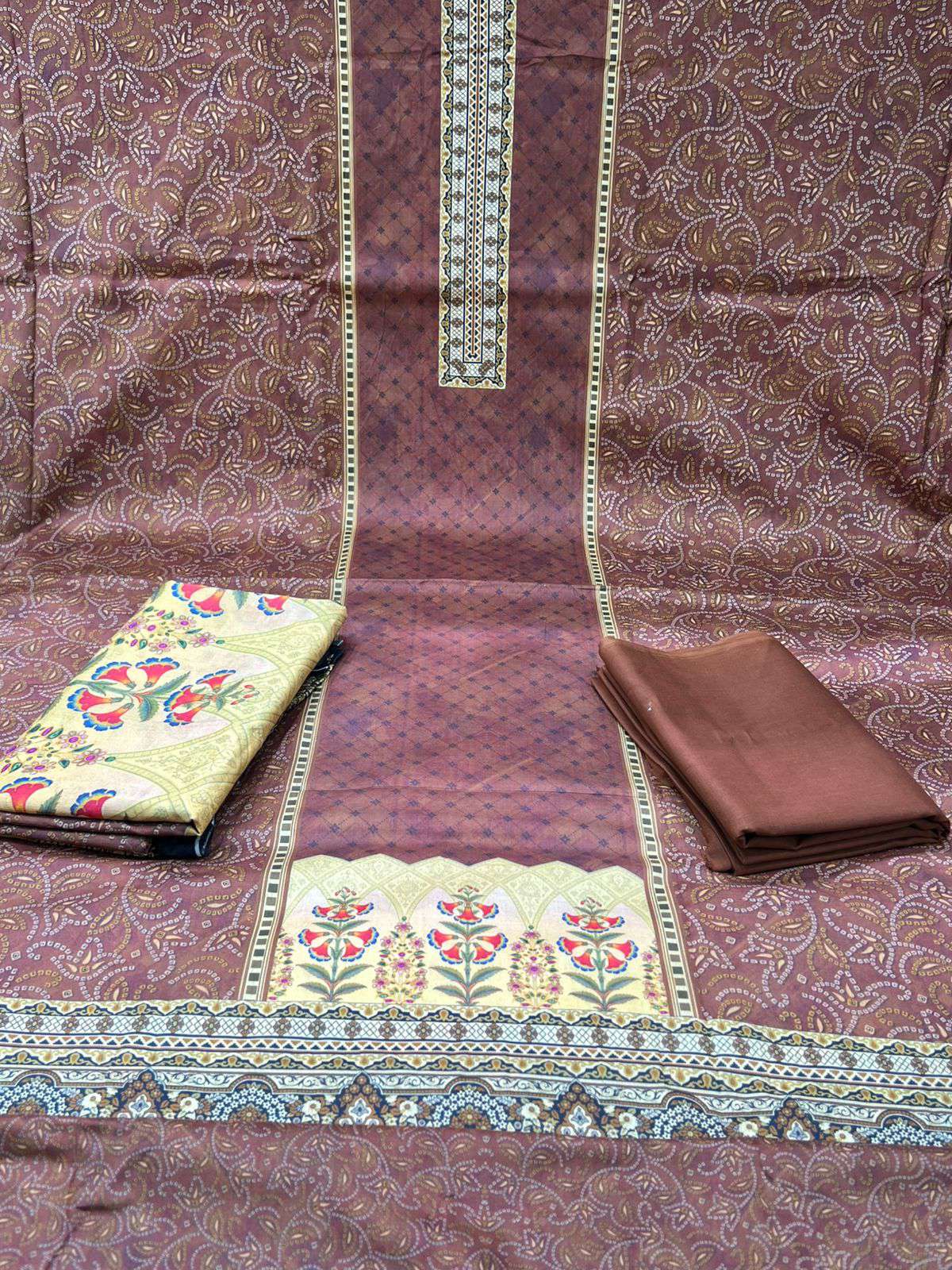 Premium Quality Luxury Lawn Unstitched EID Collection - 950 Coffee