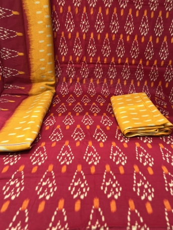 New Viral Premium Quality IKKAT Unstitched Cotton Collection - 950 Maroon