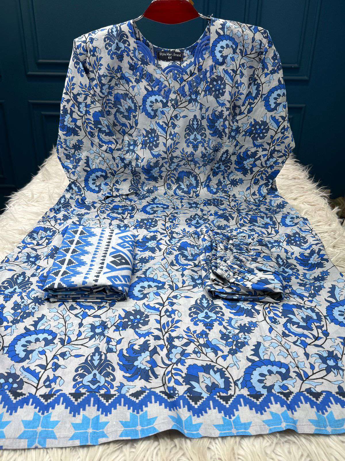 Vintage Style Slub Stitched Cotton Ash Blue - 1150