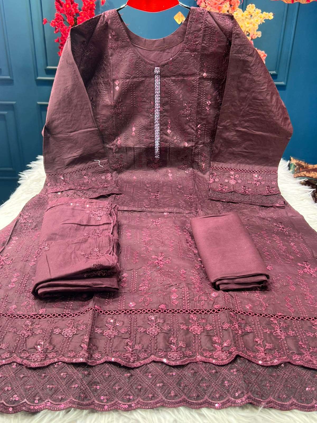 Chic Semi Stitched Purple Festive - 1950