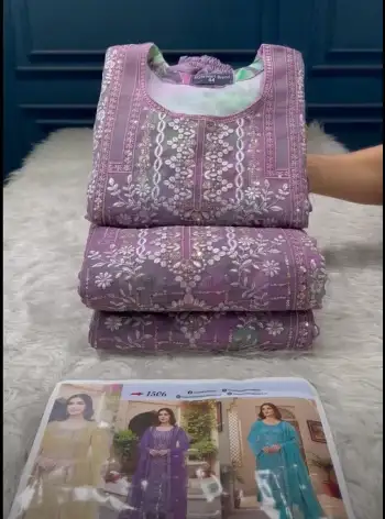 Premium Quality Pakistani Pure Organza Stitched Party Collection - 2000 Levendar Colour