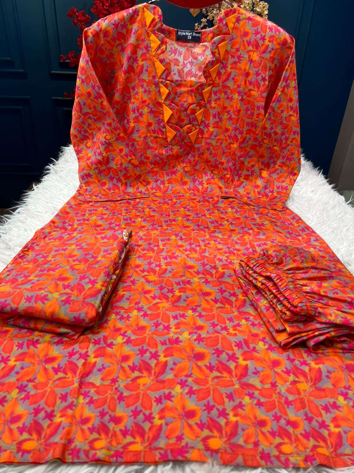 Crimson Red Stitched Luxury Lawn - 1150