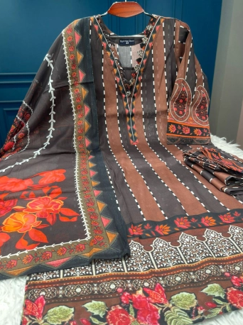 Pakistani Charizma Catalogue Printed Stitched Cotton Collection - 1250 Coffee Colour