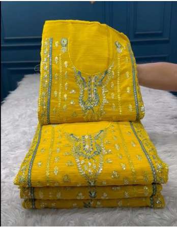 Premium Quality Luxury Unstitched Collection - 1199 Mustard
