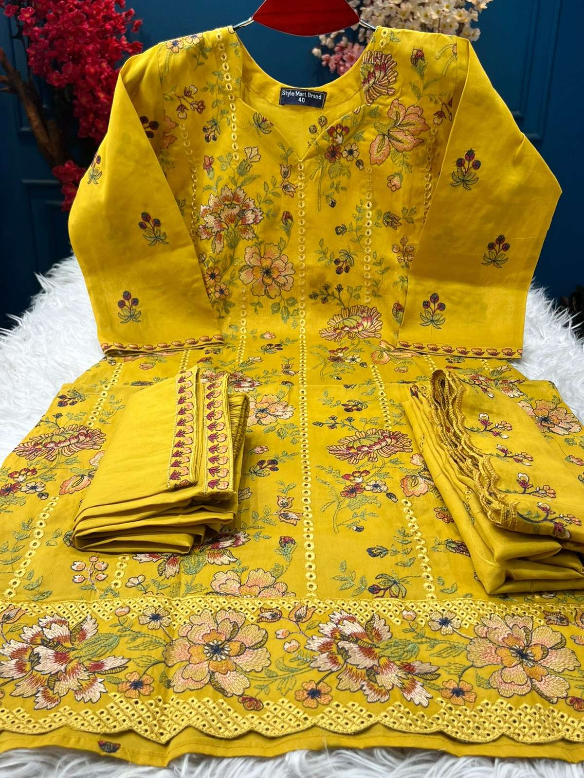 Molmol Cotton Stitched Mustard Dress - 1750