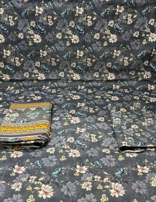 Vintage Style Stitched Slub Cotton Dark Blue - 1250