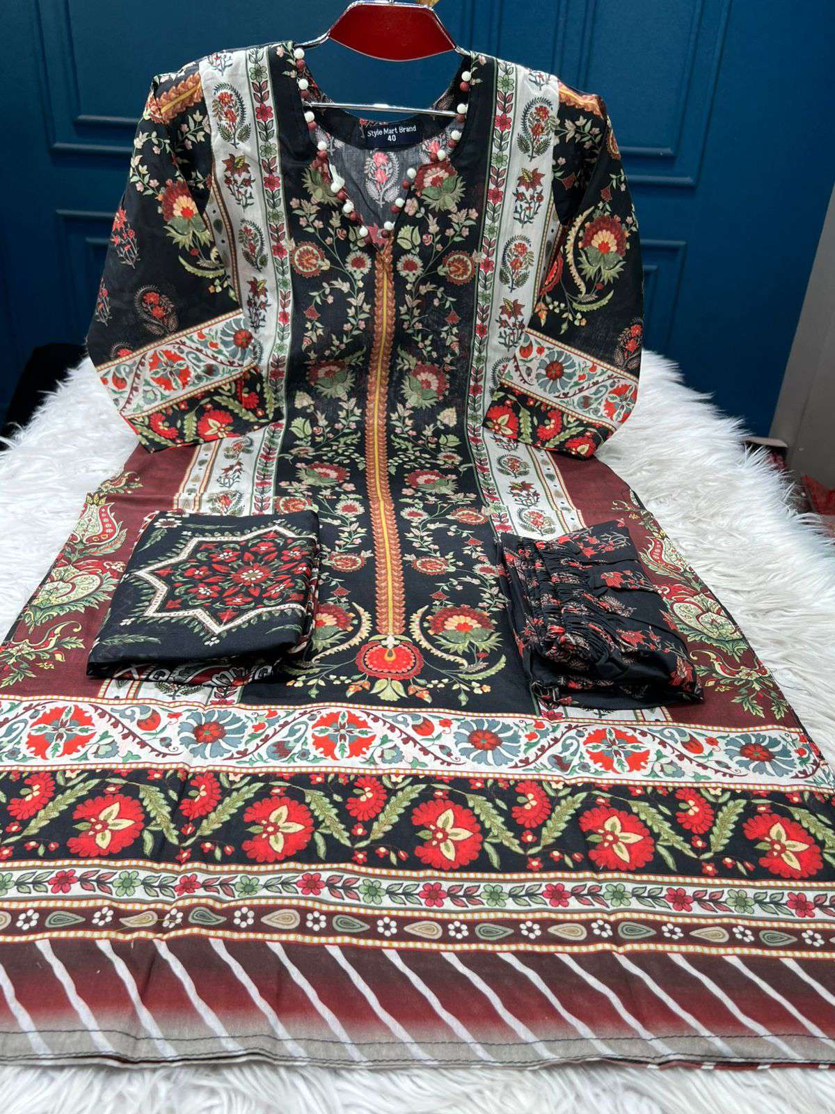 Charizma Royal Maroon Stitched Lawn - 1200