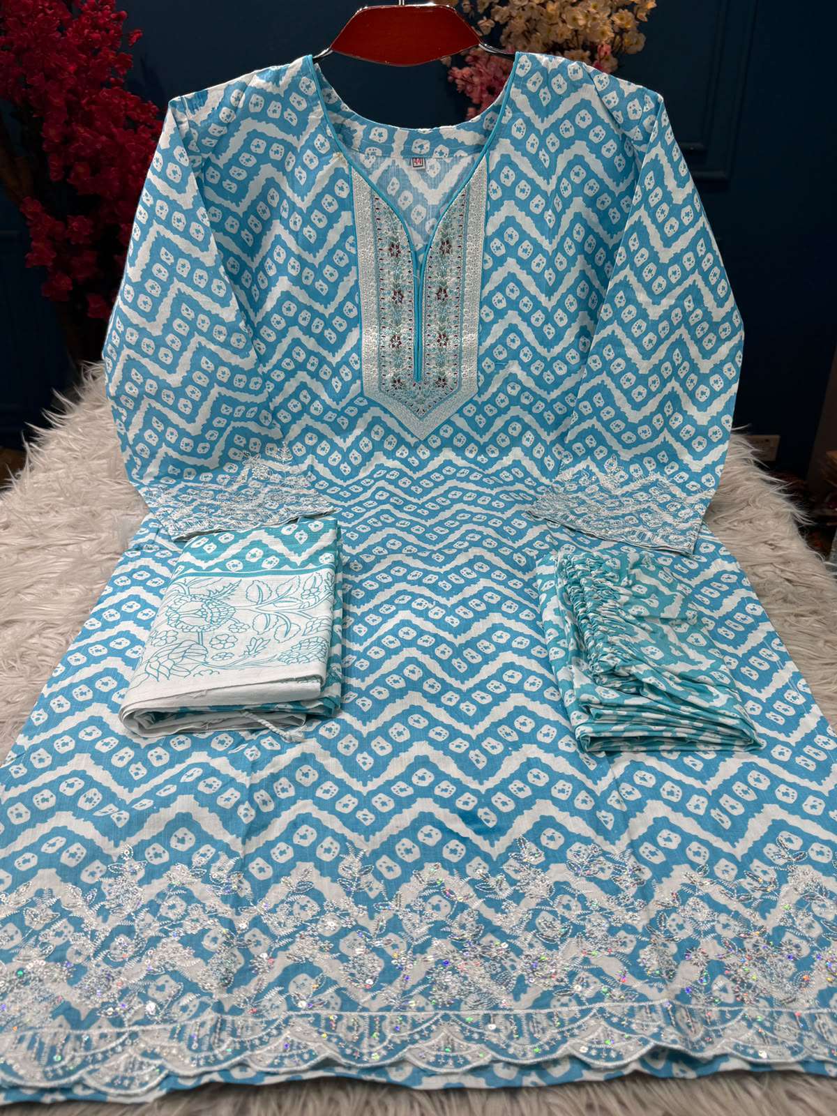 Sky Cotton Bandhani Collection - 1100