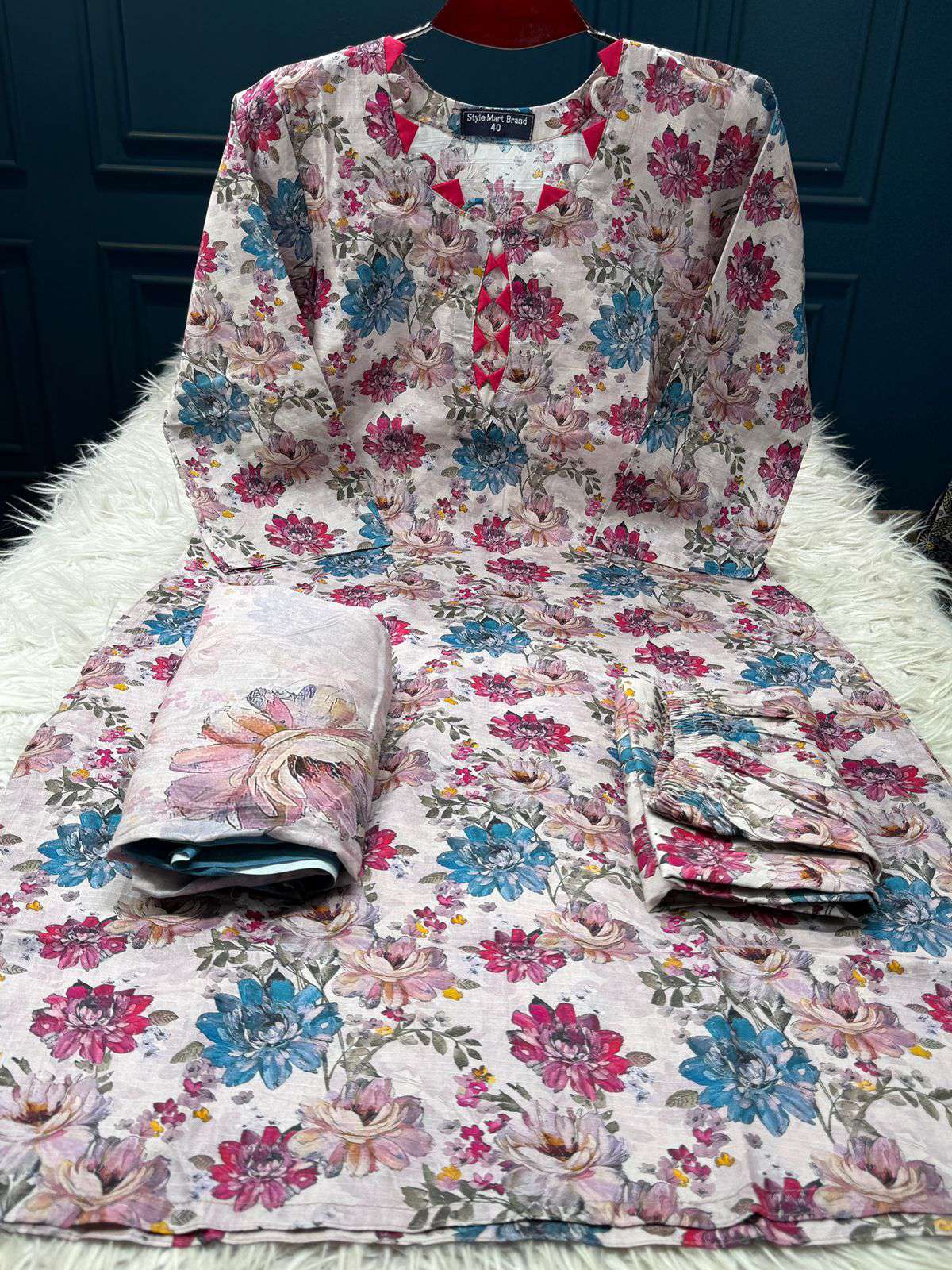 Vintage Style Slub Cotton Cornflower - 1250