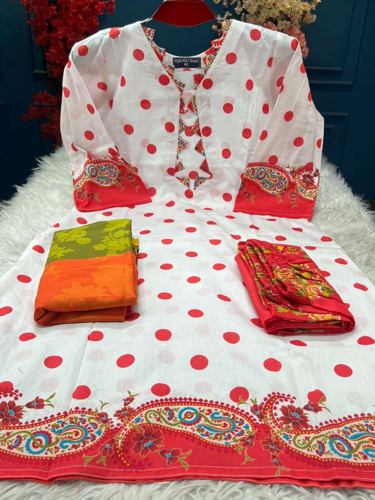 Bin Hamid Stitched White Ball Print - 1150