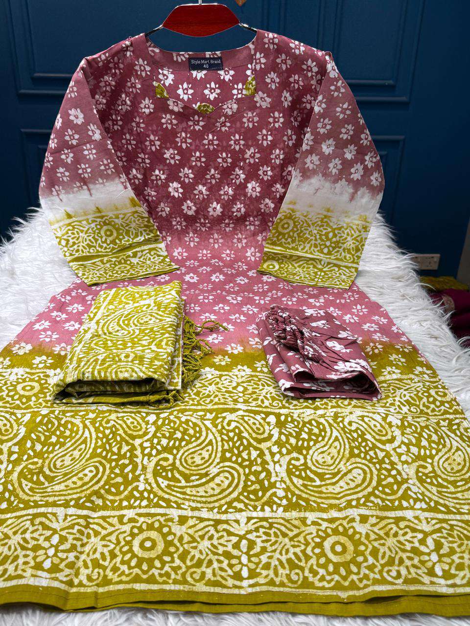 Batik Stitched Dress - 1300 Lemon