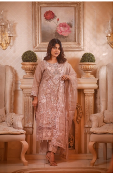 PREMIUM Quality Pakistani Inspierd JJ EMBELLISH Unstitched EID Collection - 2850 Brawn