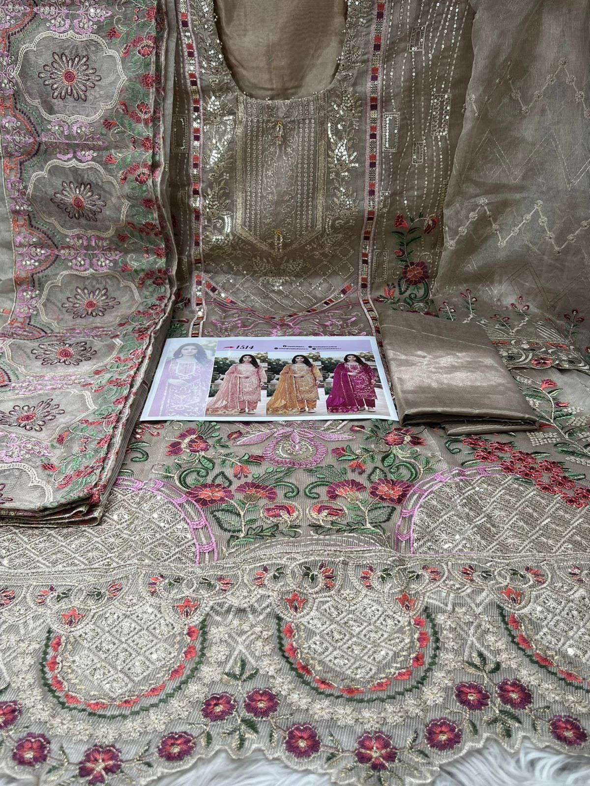 Premium Quality Pakistani Inspired Quota Fabric Unstitched Collection - 2000 Brown