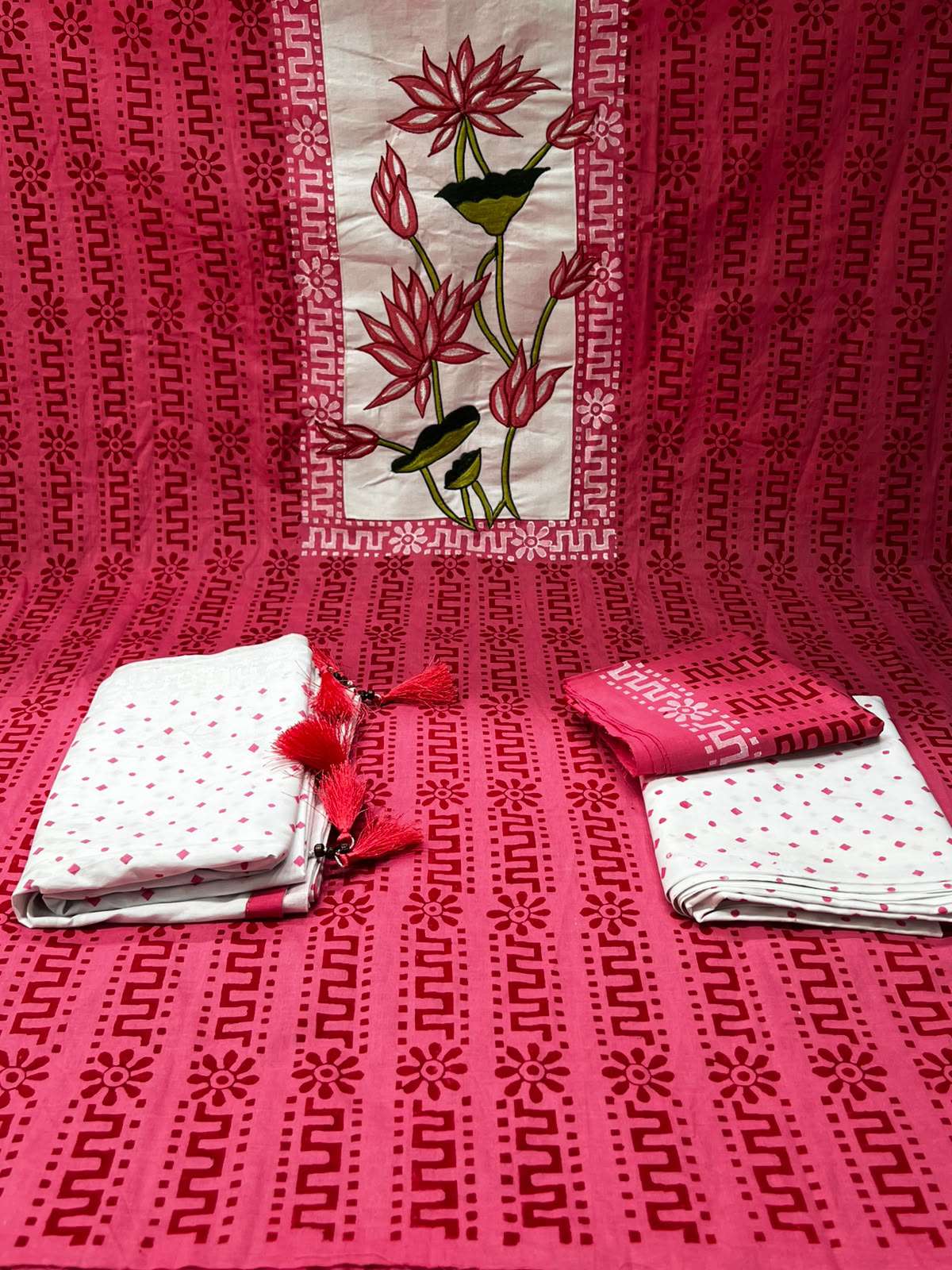Bindu Cotton Water Lily Pink Dress - 1100