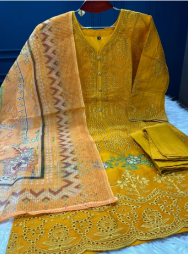 Premium Quality Pakistani Inspired Stitched Cotton Collection - 1850 Mustard