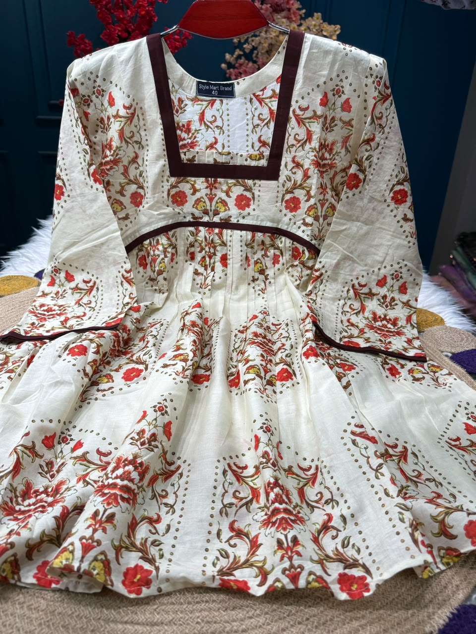 Long 1 Stunning Cream Kurti - 550