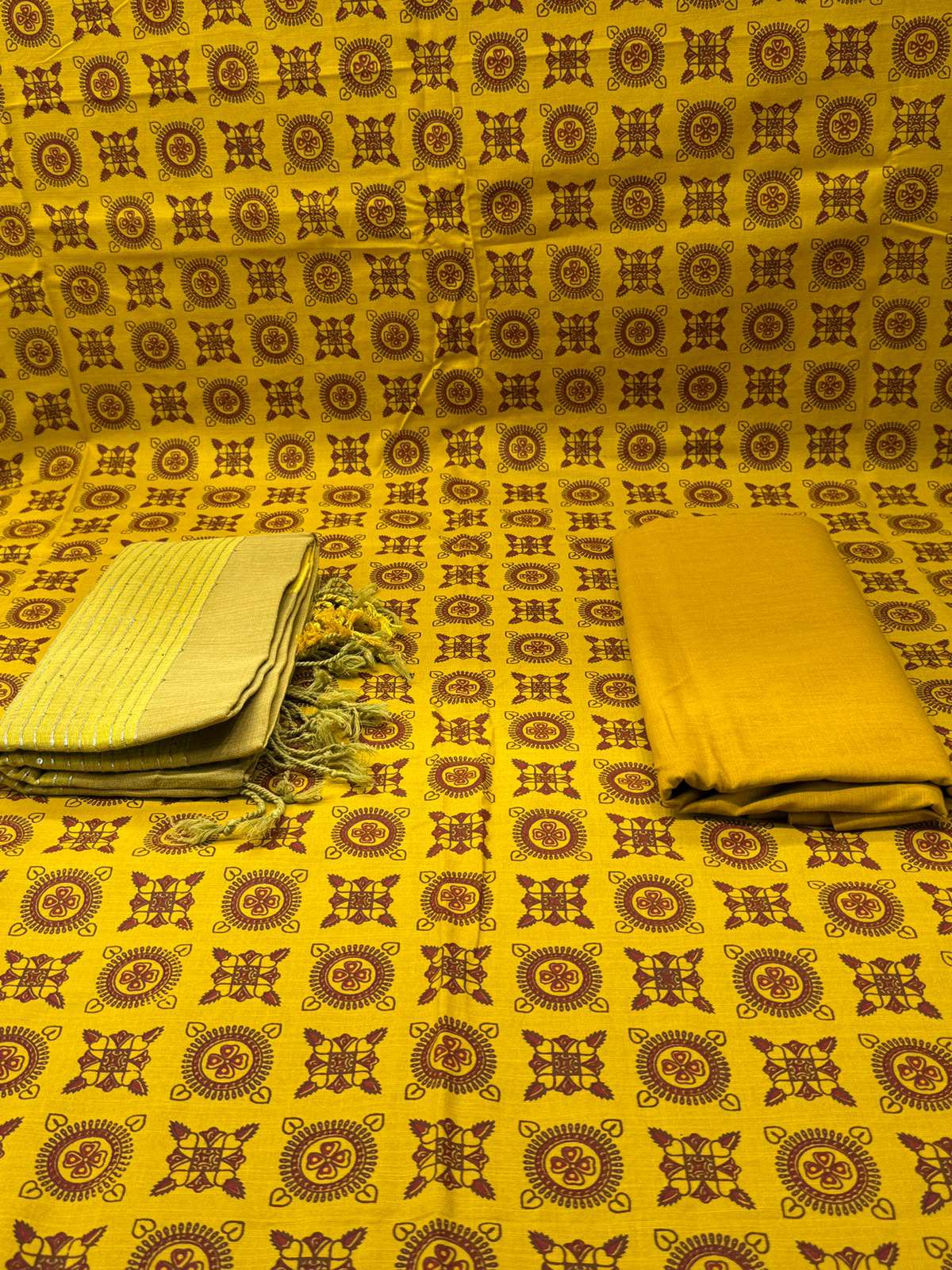 Mustard Printed Unstitched Suit - 850