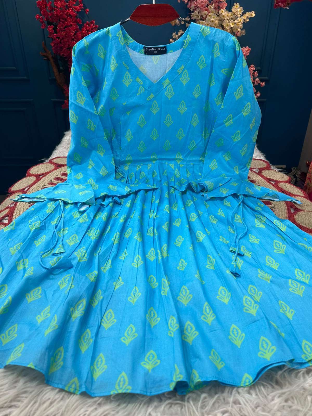 Stunning Sky LONG Cotton Kurti - 550