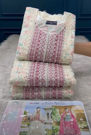 Pakistani Inspired Cetalogue Pure Organza Stitched Collection - OFF WHITE 2150