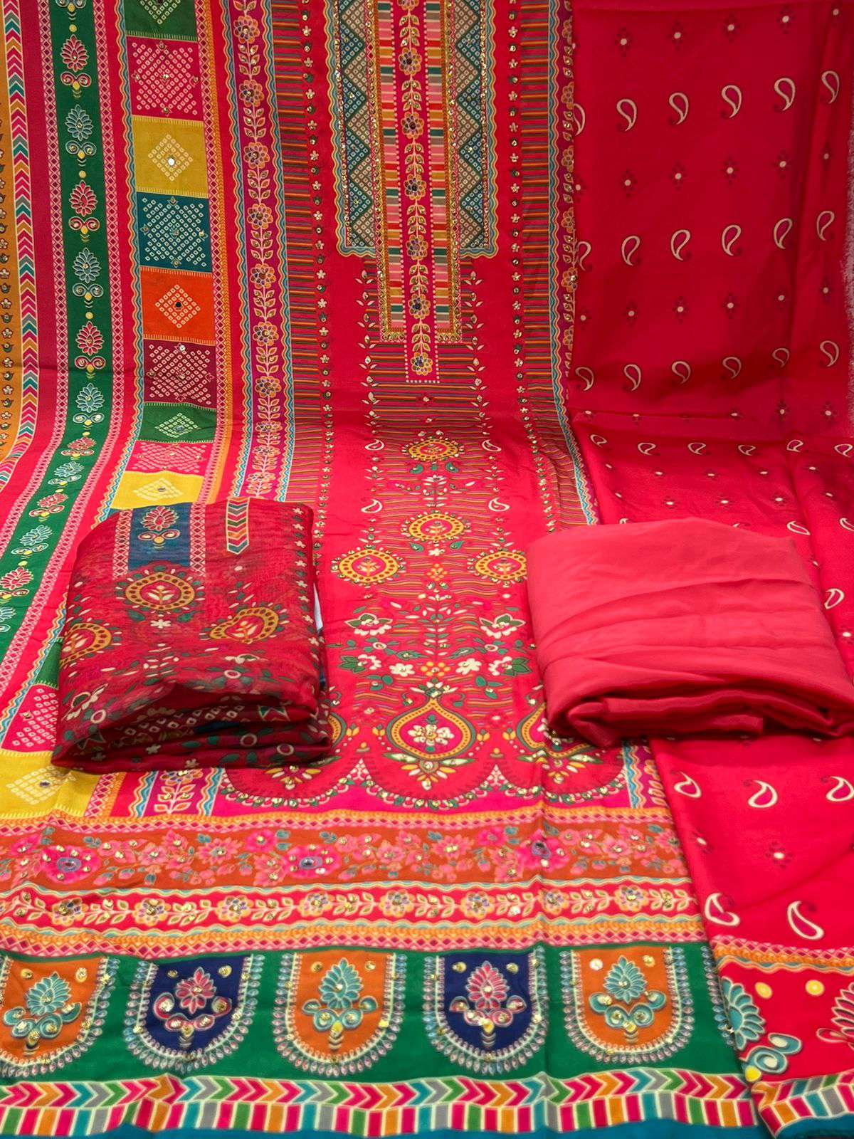 Lahori Silk Orange Party Ware - 1200 .29