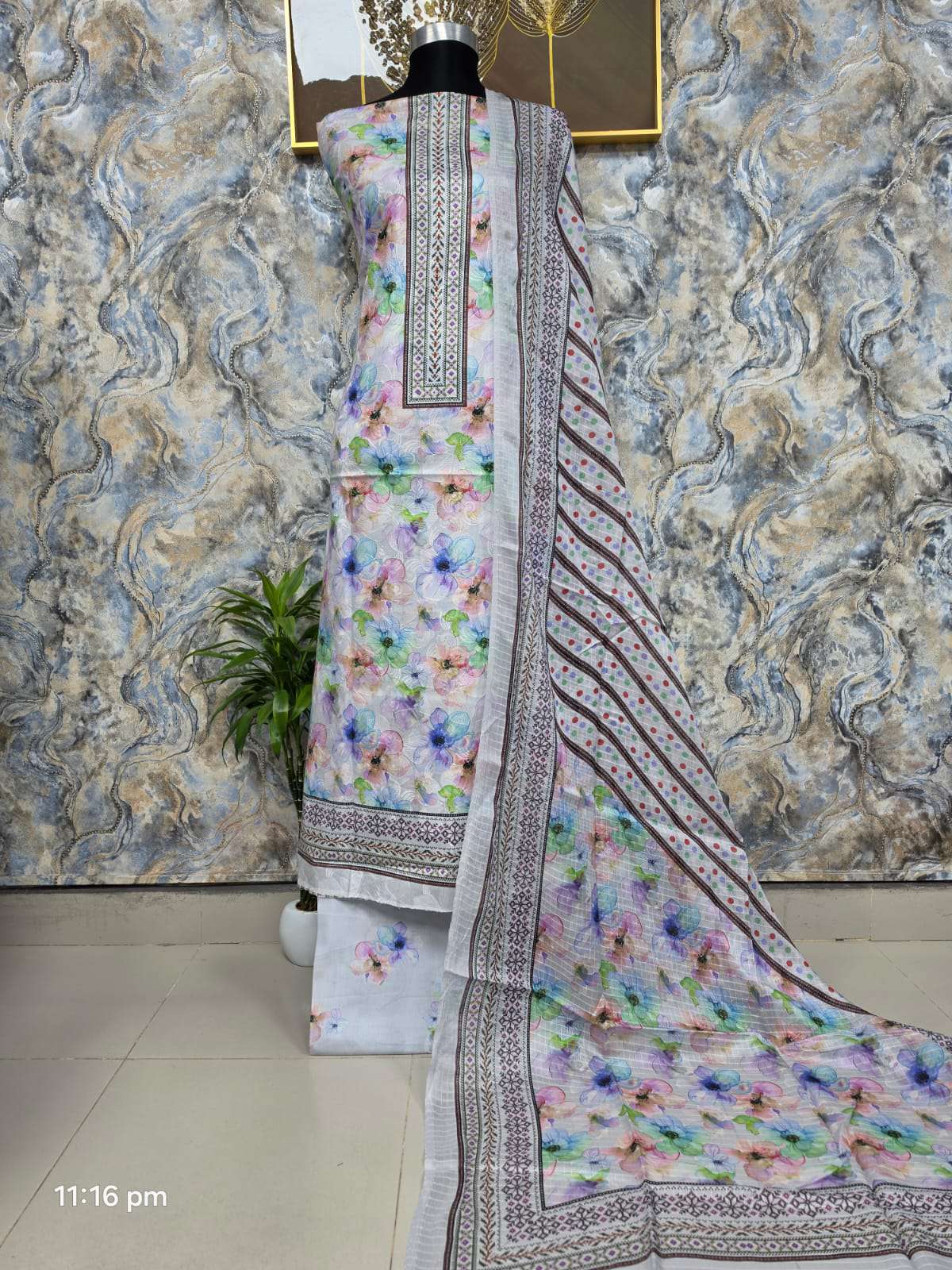 Rivaa Modern Unstitched Cotton Suit White - 1550