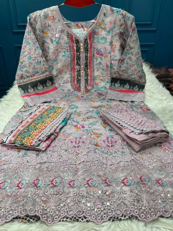 Pakistani Inspired stitched EID Party Collection - 1900 Dusty Pink