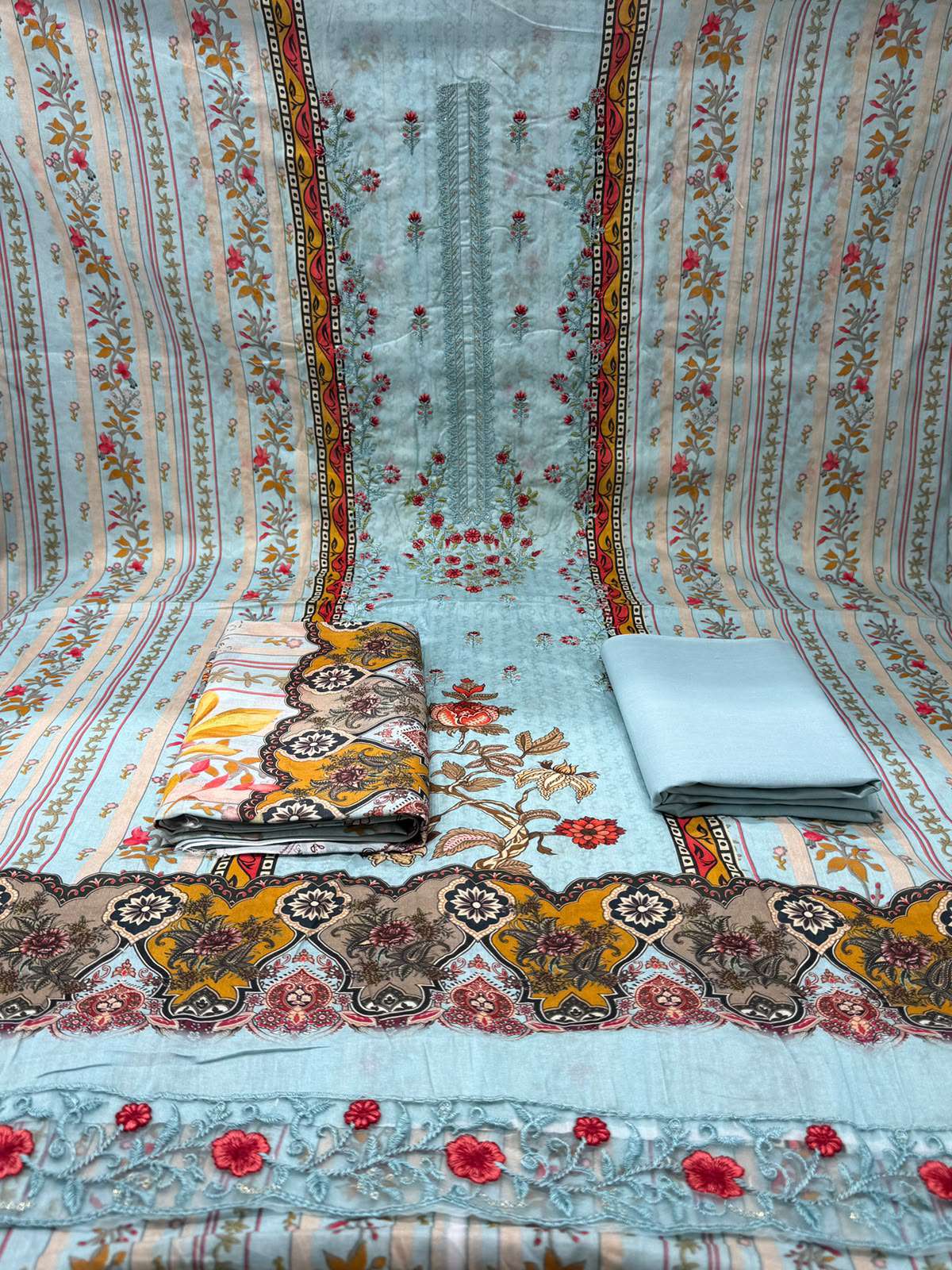 Vivid Sky Embroidered Lawn Suit - 999