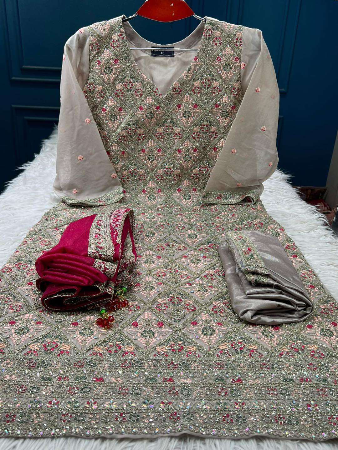 Indian Boutique Embroidered Stitched Collection - 3000 Dragon Dupatta