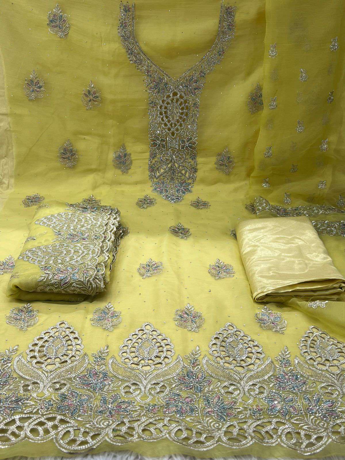 Exclusive Pakistani Inspired Kanchi Pure Unstitched Party Collection - 2500 Yellow .5