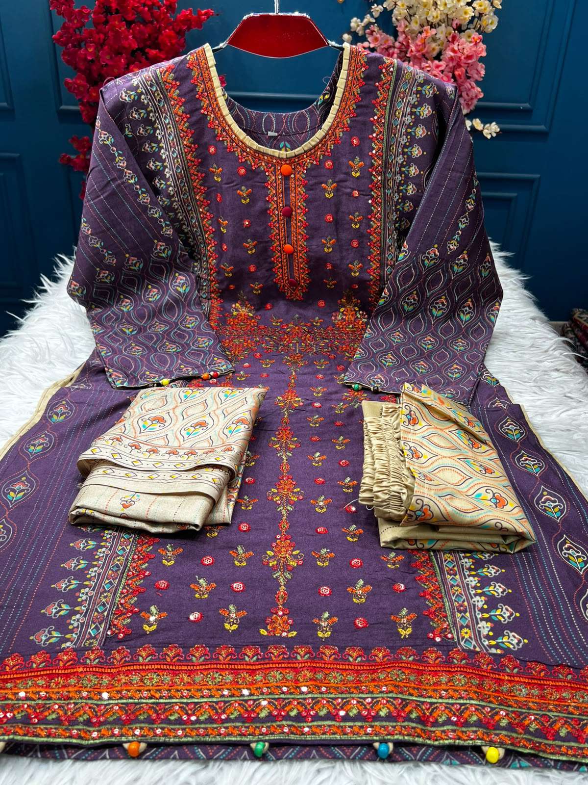 Chinigura Silk Stitched Cotton Collection - 1100 PURPLE