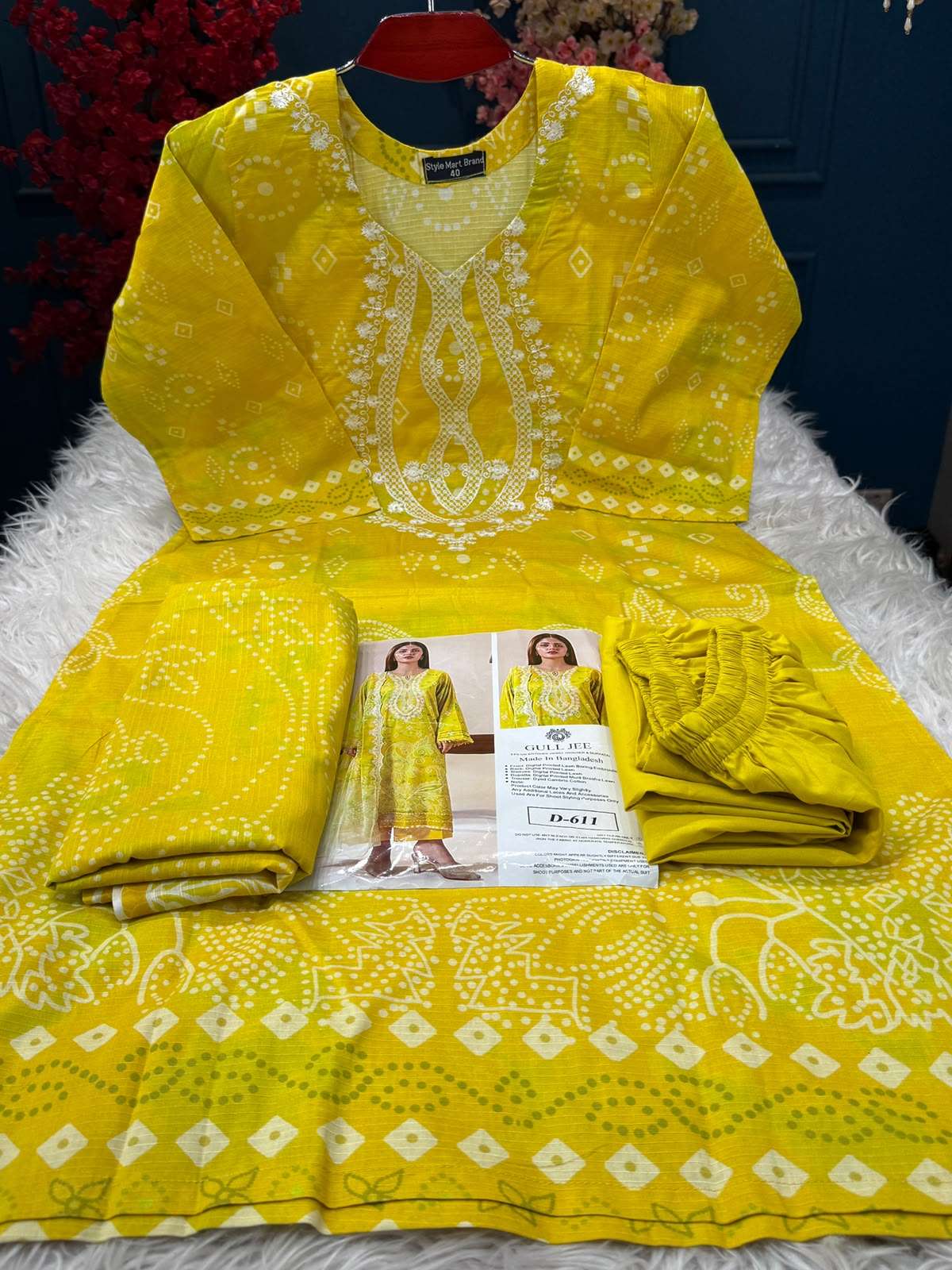 Guljee Blooming Stitched Bright Yellow Suit - 1350