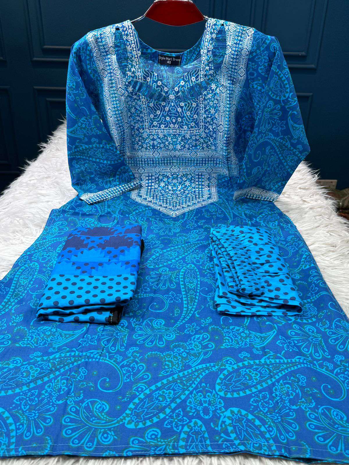 Charizma Printed Sea Blue Stitched Lawn - 1150