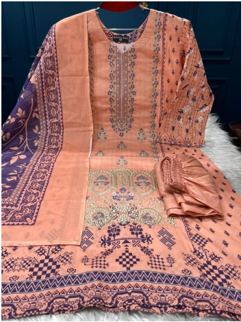 Premium Quality Stitched Switch Cotton Gorgeous Collection - 1350 Peach