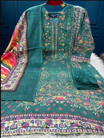 Premium Quality Stitched Switch Cotton Gorgeous Collection - 1350 Green