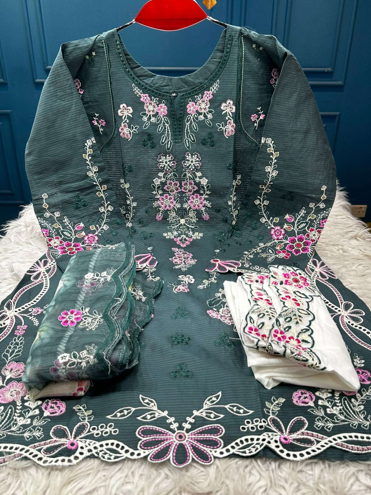 Fashionable Deep Green Salwar Kamiz - 2300