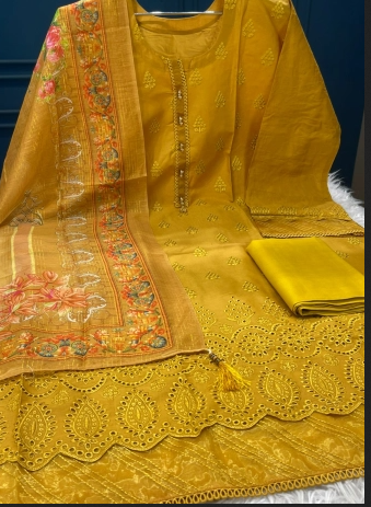 Premium Quality Pakistani Inspired Semi Stitched Collection - 1750 Mustard