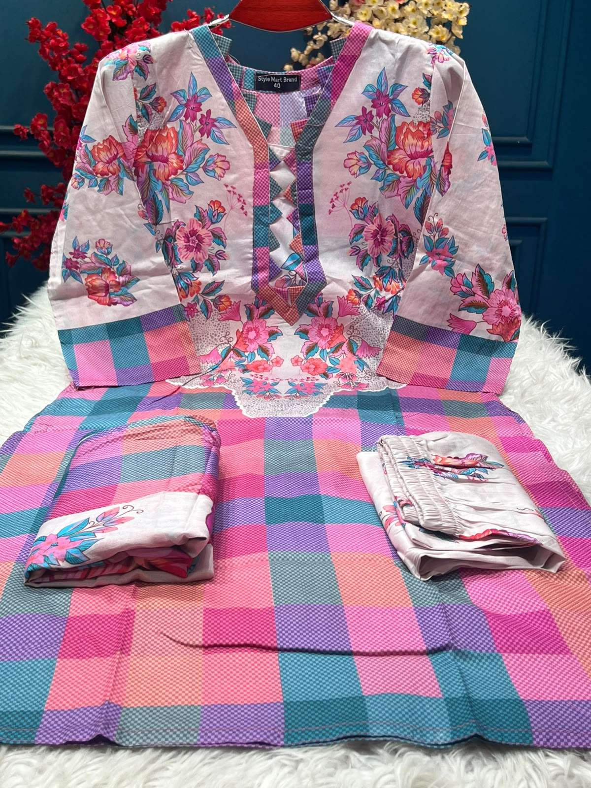 Stylish Botanical Print Outfit - 1150