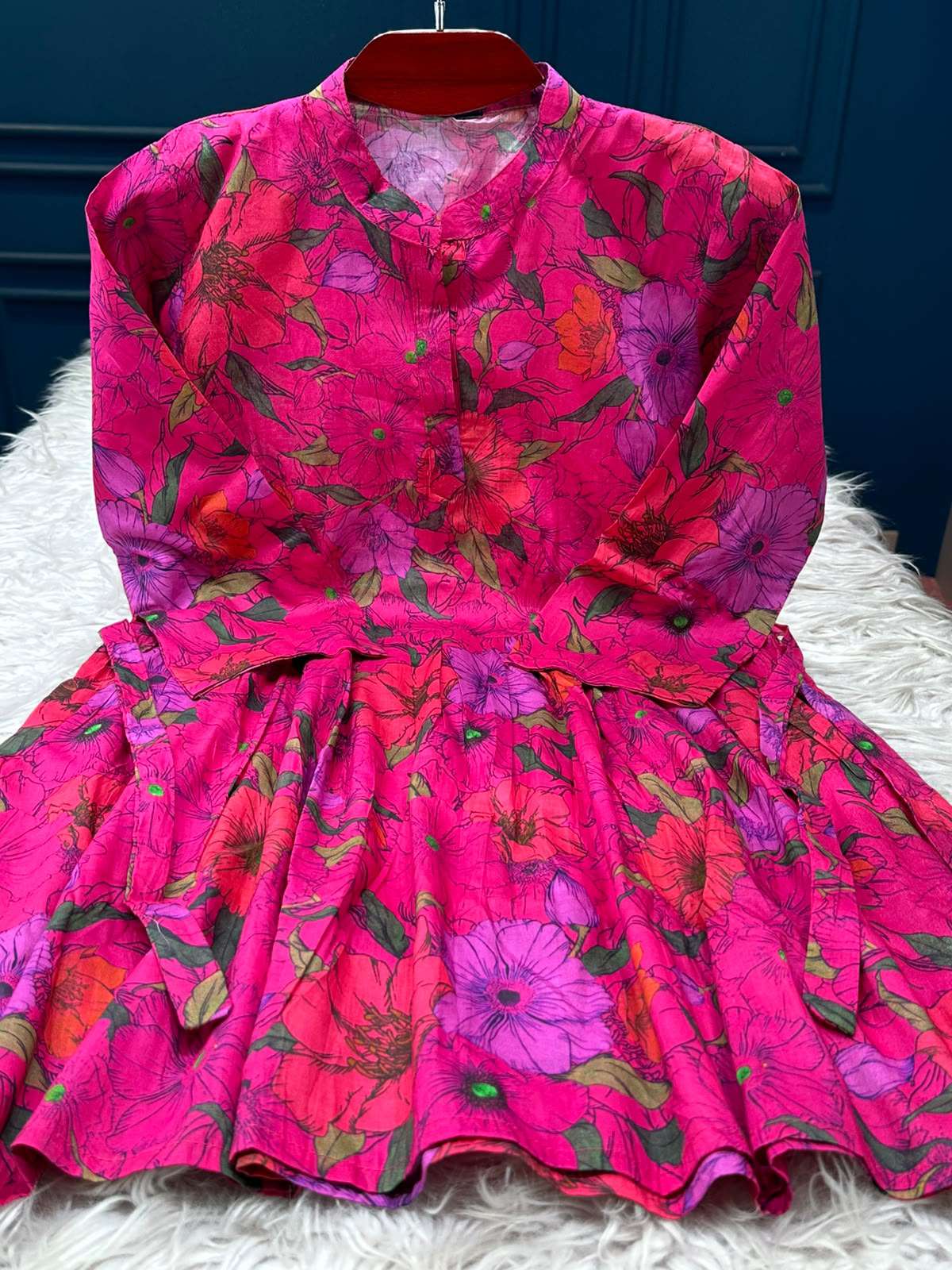 Stunning Flowery Lavander Cotton Kurti