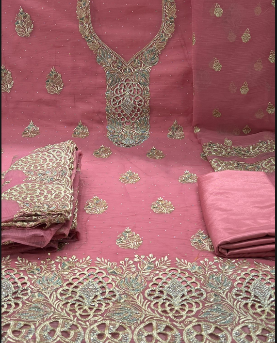 Exclusive Pakistani Inspired Kanchi Pure Unstitched Party Collection - 2500 Peach Colour