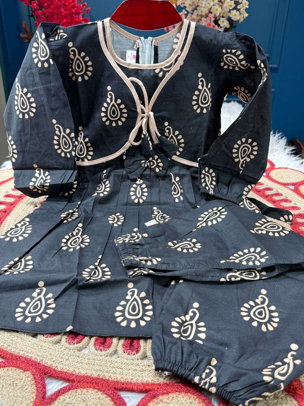Angelic Baby 2 Piece Black Print Frock
