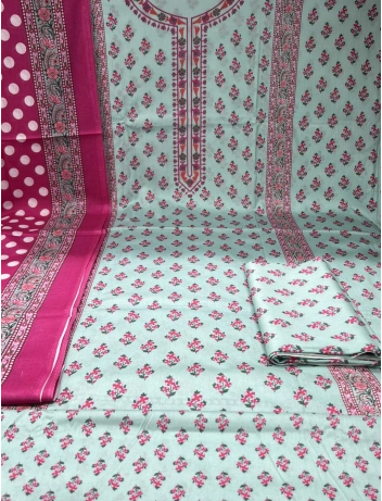 New Arraivals JoyPuri Cotton Printed Unstitched Collection - 1050 Sky