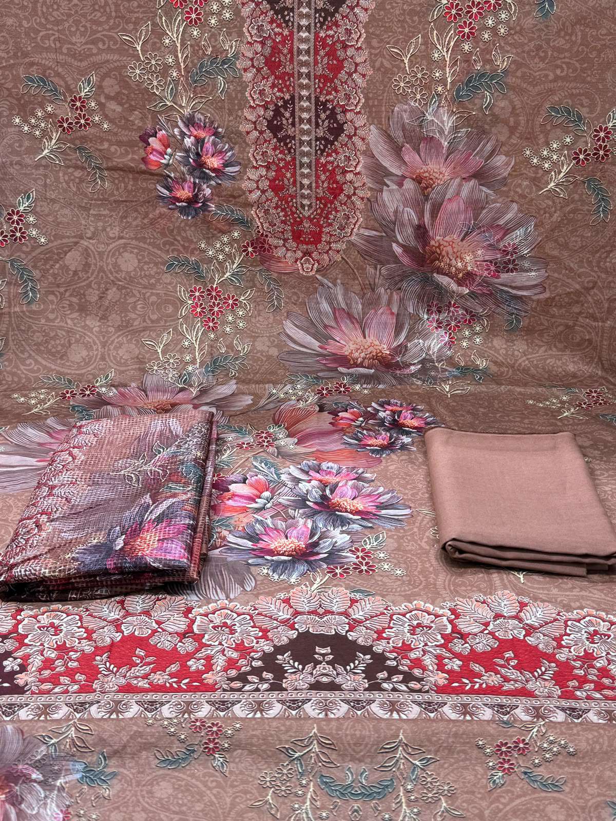 Phulmoti Step Cotton Unready Brown Set - 1050