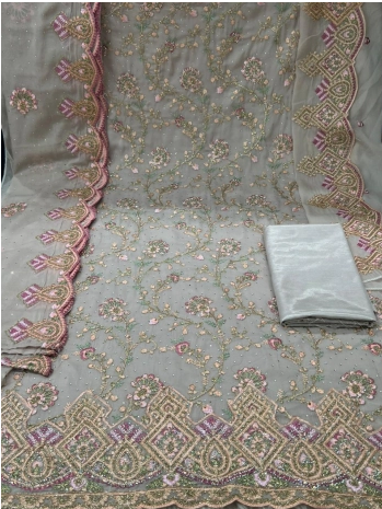 Exclusive Boutique Embroidered Unstitched EID Collection - 2400 Cream